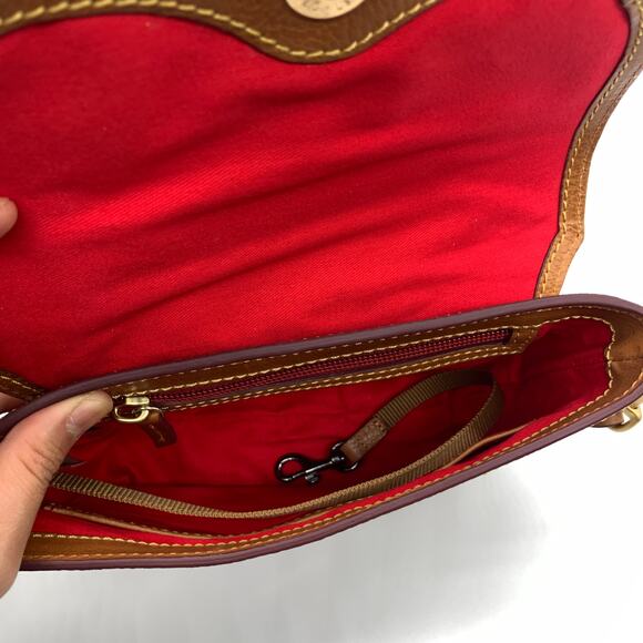 Dooney & Bourke Saddle Crossbody Bag Florentine Leather Brown Natural Purse - Picture 15 of 16